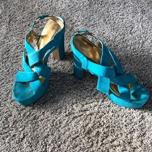 Block Heel Braided Strap Platforms